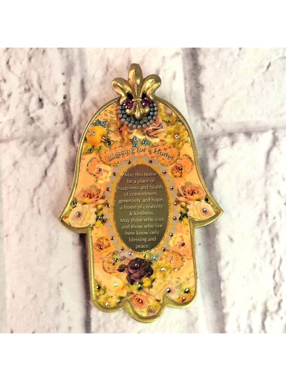 Michal Negrin Hamsa Wall Hanging Blessing Home Decor Swarovski Crystals in Box